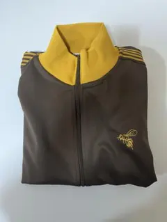 トラックジャケット ジャージ ブラウン×イエロー ワンポイント刺繍