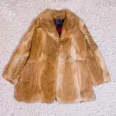 極美品 松坂屋 リアルファーコート 高級毛皮 ミディアム丈 茶 9号 レディースのサムネイル