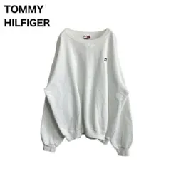 【稀少】90s トミーヒルフィガー　ロゴ刺繍　スウェットトレーナー　白　XL