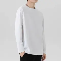 ロンT ホワイト 白 無地 オーバーサイズ Tシャツ 長袖 Lサイズのサムネイル
