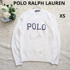 POLO RALPH LAUREN♪ロゴ入りニットセーター　白　XS