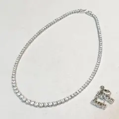 *美品*テニスネックレス 45㎝ シルバー ジルコニア イヤリング