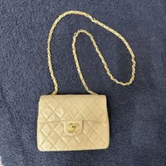 シャネル　ミニマトラッセ　ベージュ ショルダー　マトラッセ　チェーンショルダー