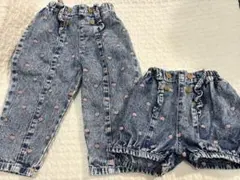 バースデイ　フタフタ　futafuta デニムパンツセット　姉妹　ケミカル