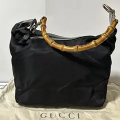 GUCCI グッチ バンブー ナイロン ショルダーバッグ ハンドバッグ ブラックのサムネイル