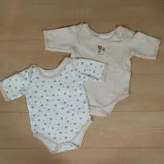 ロンパース 70  ２枚セット キルティング 肌着 秋冬 くま ベビー