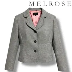 美品♡ メルローズ 美シルエット♡ 裏地が可愛い♡ ウール ジャケット グレー