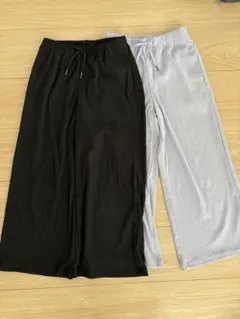 リブプルオンワイドパンツ 2枚セット
