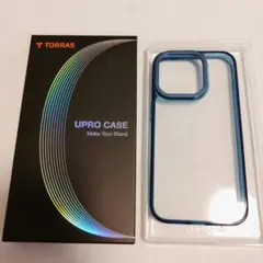 iPhone 15 Pro ケース 強化ガラス カメラスタンド ブルー