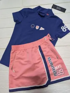 美品）パーリーゲイツ、モックネック、ニットワンピース、ピンク色