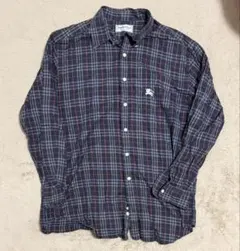 希少 90s バーバリー ノバチェックシャツ L 刺繍ロゴ