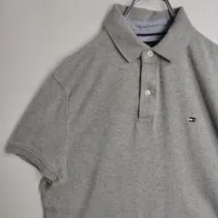 k*a様 トミーヒルフィガー 半袖シャツ ポロシャツ 刺繍ロゴ グレー メンズS