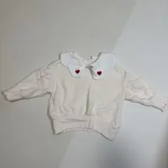 Cottoli クリーム色 長袖トレーナー 白い襟 赤いハート