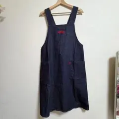 【美品】平野レミ　デニムエプロン インディゴブルー 魚の刺繍入り　一度の着用のみのサムネイル