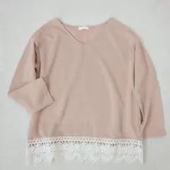 アースミュージックアンドエコロジー◇カットソー レース装飾 オフィス F