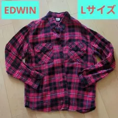 EDWIN 赤黒チェックネルシャツ Lサイズ
