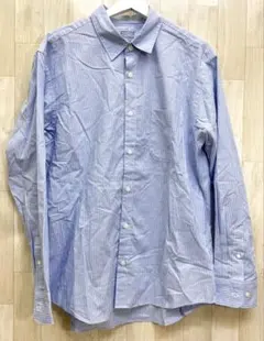 無印良品 MUJI コットン ストライプ柄 長袖 レギュラー シャツ L