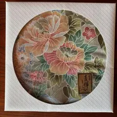 伝統工芸友禅のしらべ　和柄ハンカチ　　オレンジ系　綿100%