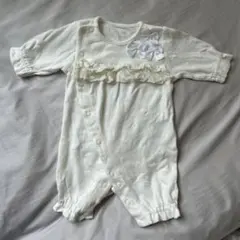 バースデイ セレモニードレス 50-60サイズ 長袖 ロンパース 白 レース