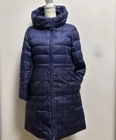 訳あり【オットーコレクション】フード付きネイビーロングダウンジャケット