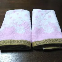 新品　花柄タオルハンカチ ピンク2枚組