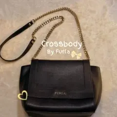 FURLA ゴールド金具 ブラック ショルダーバッグ 美品