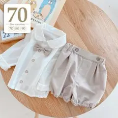 70グレージュ蝶ネクタイセットアップ子供ベビーフォーマルスーツ男の子入園式結婚式