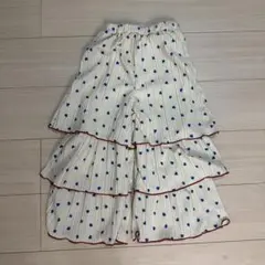 ハート柄 ティアードスカート風パンツ