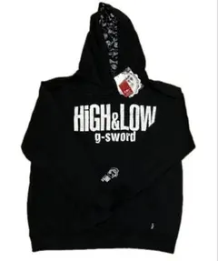 未使用　タグ付　ハイ＆ロー　パーカー　裏起毛　缶バッジ付き　黒　ユニセックス