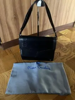 ビンテージ　Pierre Cardin 黒 ハンドバッグ 保存袋付き
