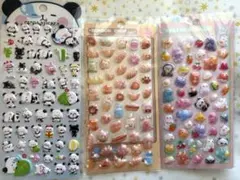 BONBON DROP風キャラクターシール 3枚セット　パンダ　ふわふわ