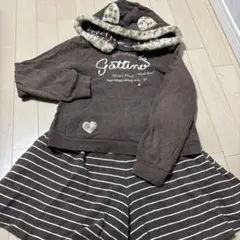 メゾピアノフード付きパーカーとキュロットのセットアップ