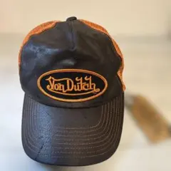 【m様専用】Von Dutch メッシュキャップ 黒/オレンジ　タグ付きのサムネイル