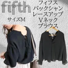 フィフスfifth バックシャンレースアップVネックブラウス