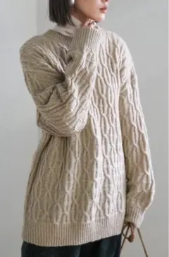 セレクトモカ ケーブル編み ループバックリボンニット ベージュ 長袖 Ｆ