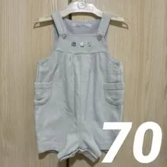 【美品】familiar ファミリア 70 オーバーオール 刺繍 上品 お出かけ