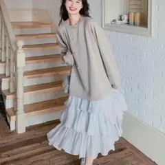 特価限定 ドッキングワンピース 長丈 フリーサイズベージュ