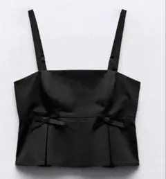 ZARA プリーツトップス リボン キャミソール ビスチェ