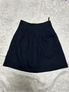 台形スカート　膝丈スカート 紺色　秋冬