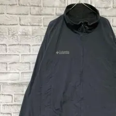 コロンビア　ナイロンジャケットグレー中綿ブラックXL ロゴ刺繍アウトドア0217