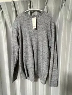 【新品未使用】L　ユニクロ　ワッフル　クールネックT　グレー