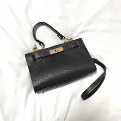黒 レザー ミニショルダーバッグ ゴールド金具