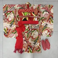 七五三 子ども着物 アンティーク 菊 紅葉 橋 7歳 正絹 - メルカリ