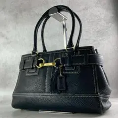 極美品✨コーチ トートバッグ オールレザー 本革 ホースビット金具 タッセル 黒