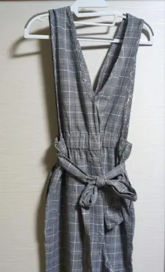 チェック柄 Vネック サロペット　オールインワン　オーバーオール