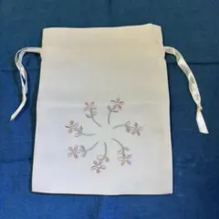 花柄刺繍 巾着袋 小物入れ