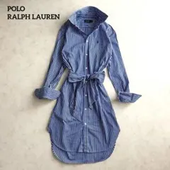 美品QRタグPOLO RALPH LAUREN シャツワンピース ストライプ