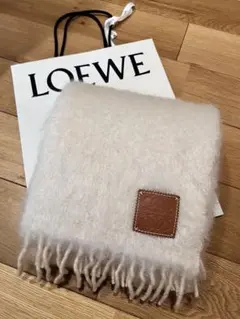 ⭐︎ミキティ⭐︎さま専用　新品未使用★ロエベLOEWE　モヘアマフラー LOEWE (ロエベ) モヘア＆ウール レザーパッチ マフラー LELF655254X01