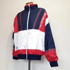 美品△チャンピオン ナイロンジャケット XO(3L相当) 赤 白 紺 90sのサムネイル