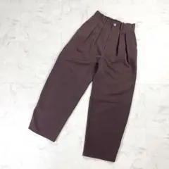CITEN ワイドスラックス ウールライクツイルパンツ 茶色 S*LD321のサムネイル